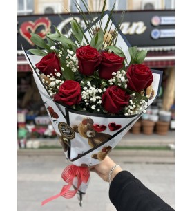 6 Kırmızı Gül Buketi
