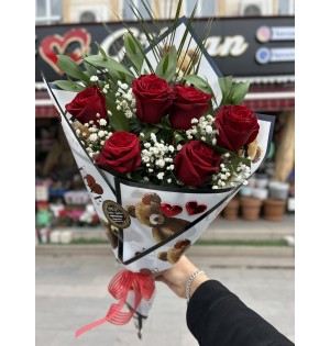 6 Kırmızı Gül Buketi