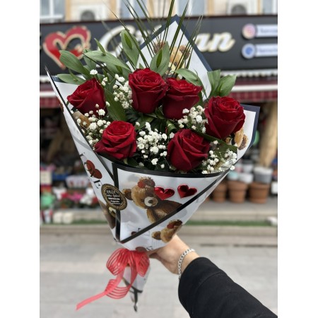 6 Kırmızı Gül Buketi