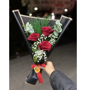 3 Kırmızı Gül İthal