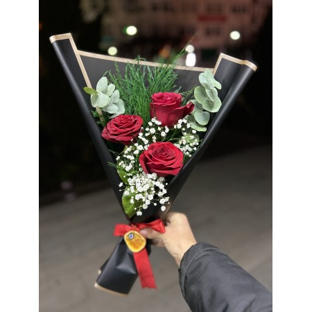 3 Kırmızı Gül İthal