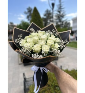 20 İthal Beyaz Gül Buketi