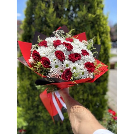 Mega İthal Gül Papatya Buketi