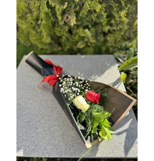 İthal 1 kırmızı 1 Beyaz Gül