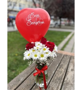 Paşabahçe Vazoda İthal Gül Papatya Kalp Balon