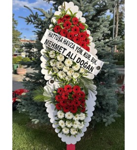 2'Lİ KIRMIZI BEYAZ CANLI ÇELENK