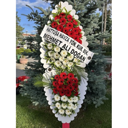 2'Lİ KIRMIZI BEYAZ CANLI ÇELENK